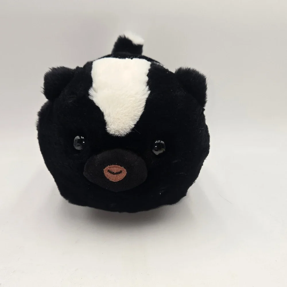 Aurora World Skunk‎ Plush Stuffed Animal Black White Round Spudster Toy